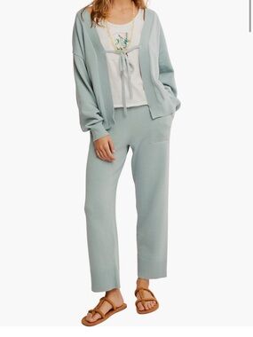 Free People Relaxed Knit Ankle Pants in Sage